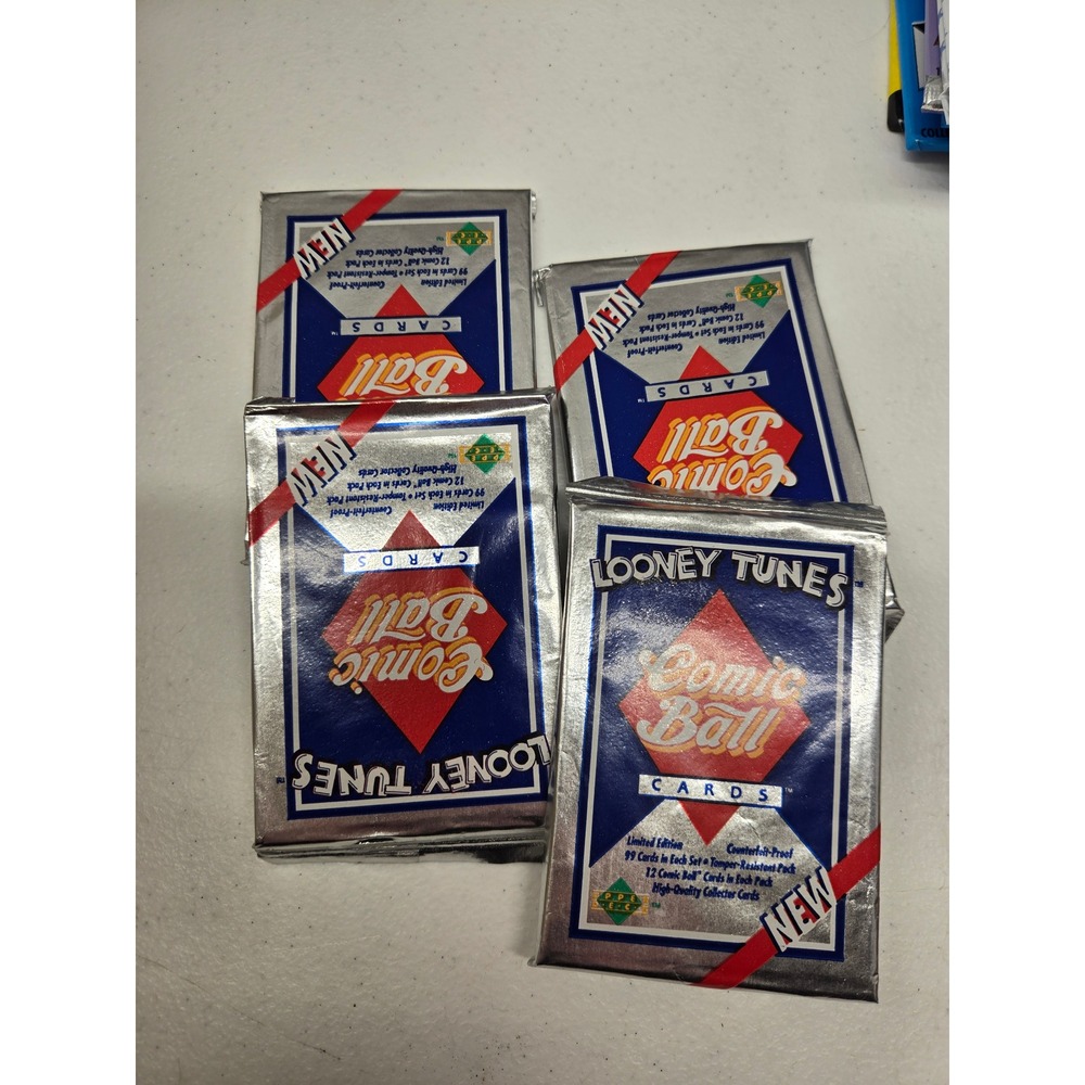 Lot of 4 1990 Upper Deck Looney Tunes Comic Ball Trading Card Packs Unopened NEW
